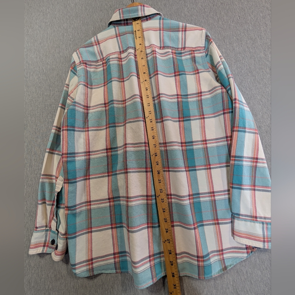 L.L. Bean Slightly Fitted Plaid Shirt Men's M-Reg Green White Red Button - Picture 8 of 12